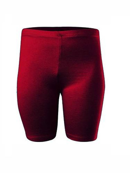 Short burgundy cotton sports leggings for women, men and children.