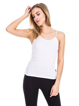 T-shirt i bomull med tunna remmar - vit