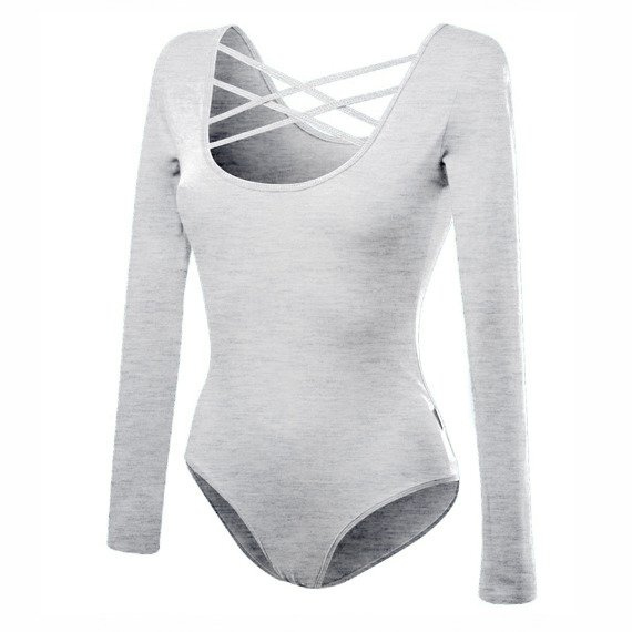 Body manches longues lacé chiné femme - gris