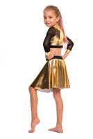 Metallic Shimmering Gold Girls' Long Sleeve Mesh Athletic Top