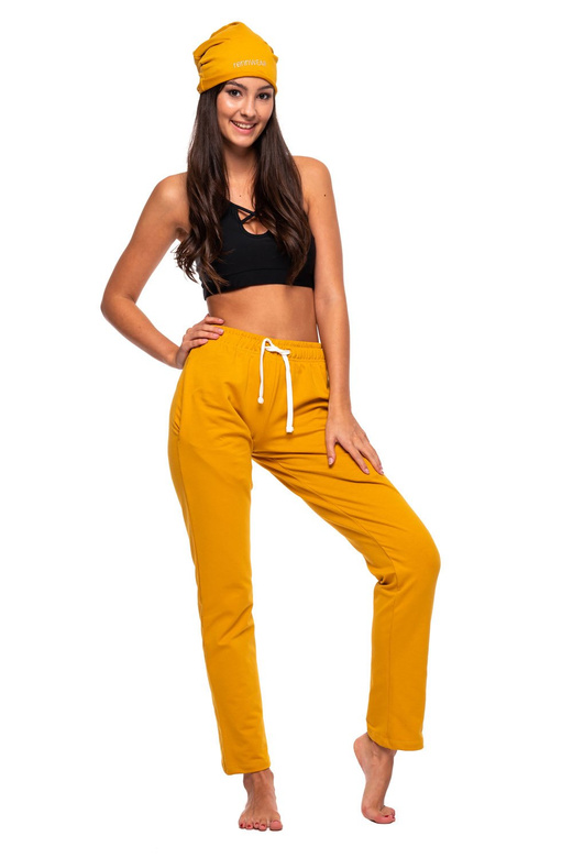 Pantaloni della tuta lunghi e dritti color senape