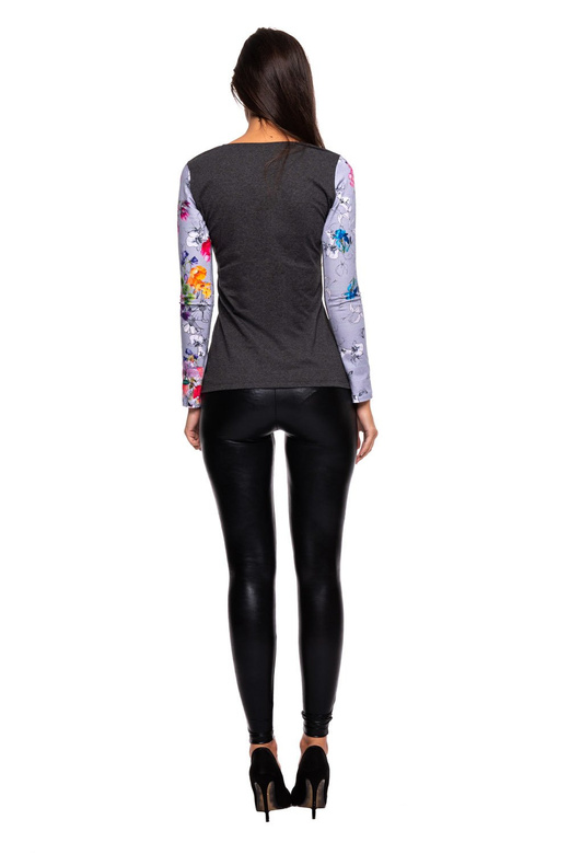 Blusa Camiseta manga larga FLORES gris grafito