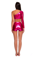 SET - haut en sergé métallisé + short court