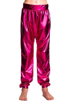 Metallic children's pants for a fusion performance.