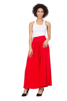 MAXI red viscose skirt.