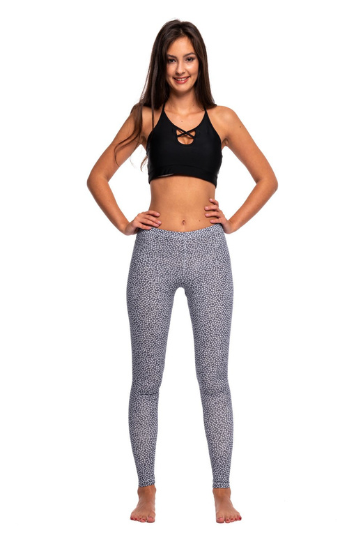 Leggings lunghi da bambina sportivi da donna con fiorellini bianchi blu navy