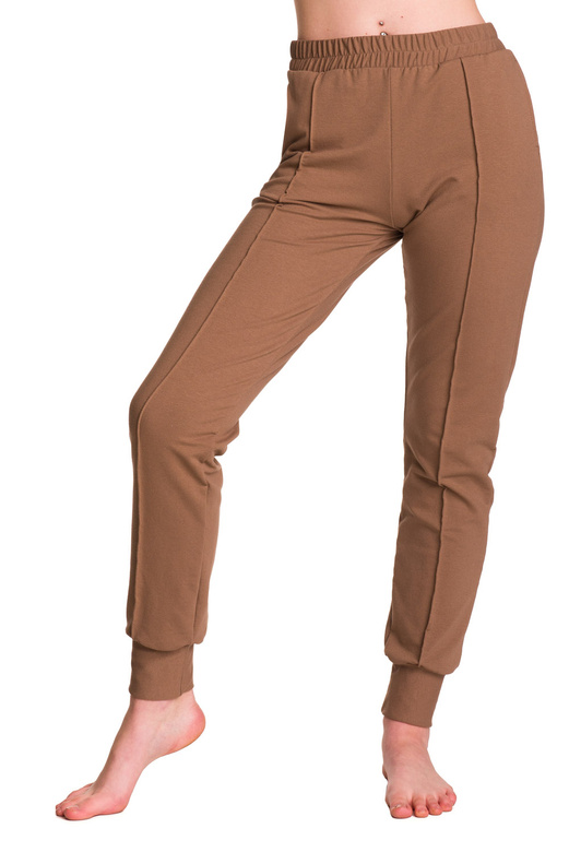 Pantaloni della tuta da donna con piega color caffè