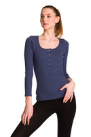 Women's cotton long-sleeved blouse in denim stripes.