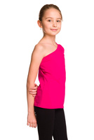 Asymmetrisk bomullsblus med långa ärmar, diagonal fuchsia-ringning