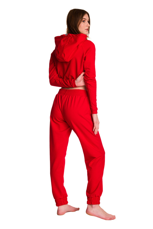 Sweat court enfant à grande capuche pour fille rouge