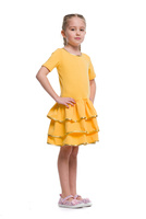 Abito da bambina con balze e rifiniture metalliche - giallo e oro