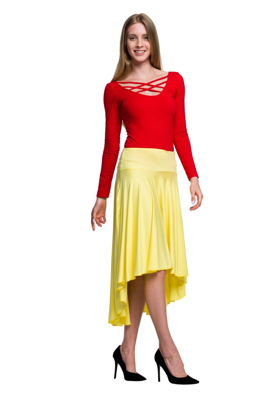 Body rouge à manches longues pour femme à lacets