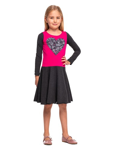 Vestido fucsia grafito con CORAZÓN