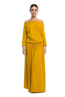 Vestido largo MAXI de viscosa - mostaza