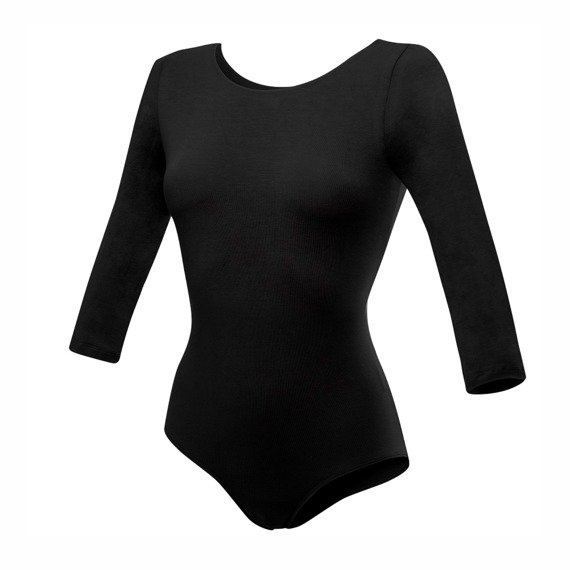 Body per allenamento ginnico con manica 3/4 B10034 nero.