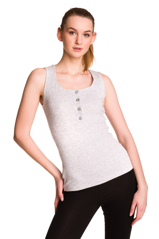 Chemisier rayé sans manches en coton gris chiné pour femme