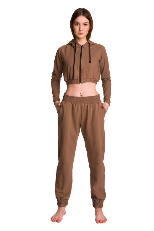 Sweat court enfant avec une grande capuche pour fille café