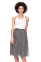 Falda de tul midi con forro - gris