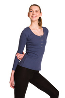 Women's cotton long-sleeved blouse in denim stripes.