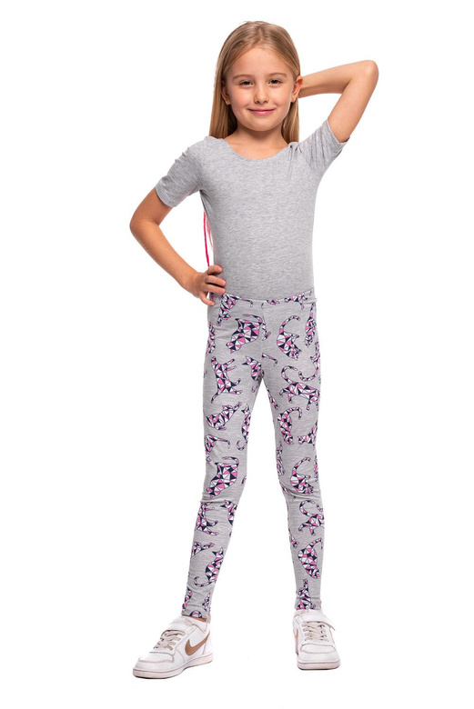 Legging deportivo infantil con estampado GATOS GEOMÉTRICOS gris