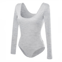 Body manches longues chiné amincissant femme - gris