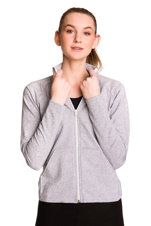 Sport-Sweatshirt mit Stehkragen und Taschen melange grau