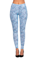 Sporty blue paisley pattern leggings for girls.