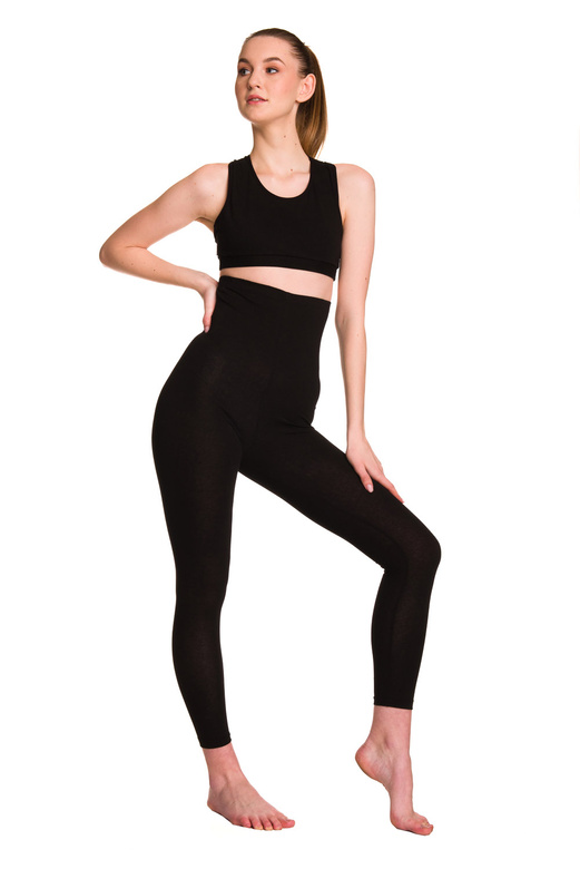 Leggings deportivos mujer yoga premamá largos cintura muy alta - negro