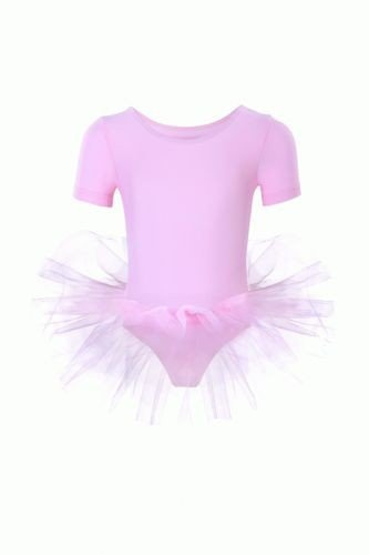 Short-sleeved pink body suit with tutu.