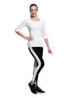 Schwarze Leggings mit weißen Streifen schwarz weiß