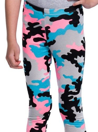 Legging long sport enfant camouflage rose gris turquoise