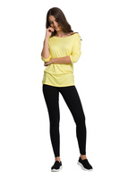 Viskozės palaidinė plačia iškirpte, 3/4 rankovės - citrininės spalvos