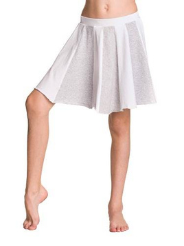 ECO-LINE cotton full circle flared skirt for girls - white mélange gray.