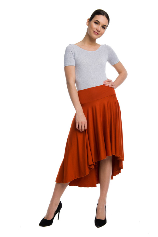 Asymmetric circle skirt - rust-colored