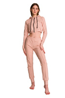 Pantalon de survêtement femme avec pli rose poudré