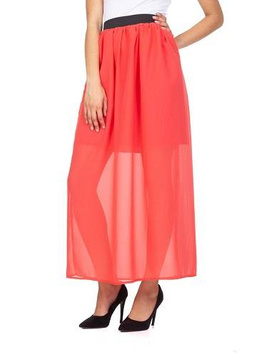 MAXI coral chiffon skirt