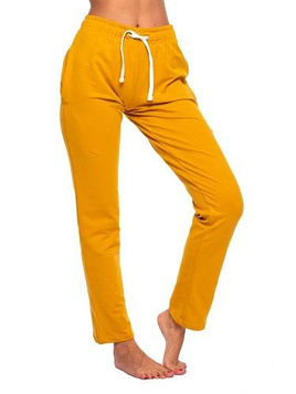 Long straight mustard sweatpants.