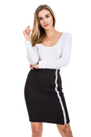 Dygsniuotas PENCIL sijonas su dekoratyviniu juodu užtrauktuku