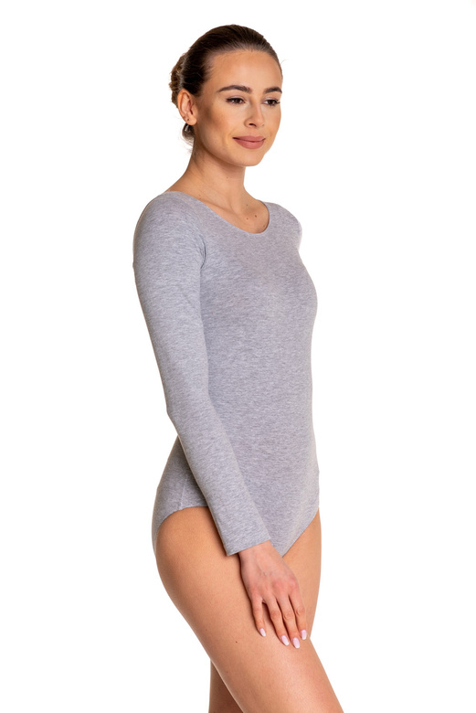 Gymnastic Training Body with Long Sleeves B100D Melange - Grey.