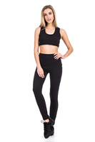 Leggings deportivos de mujer con cintura alta - negro
