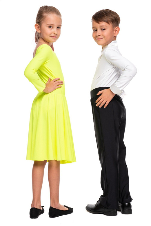 Tournament Ballroom Dance Dress for Girls FIRST STEP Neon Fluorescent Yellow