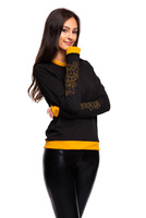 Women's long sleeve sports sweatshirt with embroidery on the forearm, black.