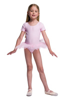 Short-sleeved pink body suit with tutu.