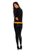 Women's long sleeve sports sweatshirt with embroidery on the forearm, black.