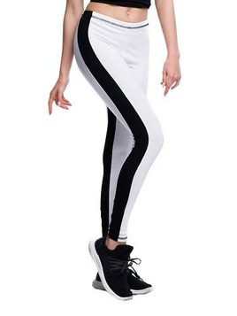 Legging blanc à rayures noires blanc noir