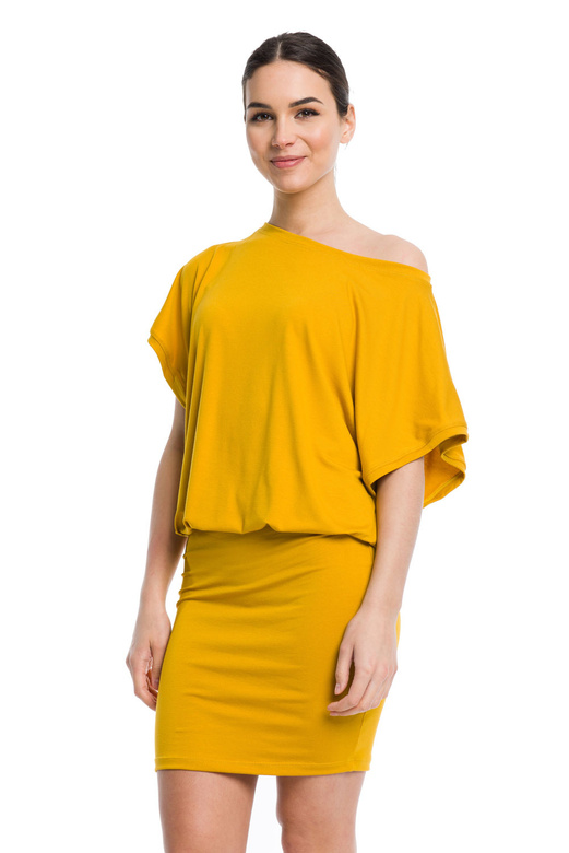 Dress with fitted bottom - mustard.