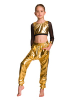 Metallic Shimmering Gold Girls' Long Sleeve Mesh Athletic Top