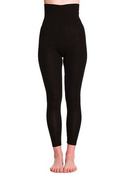 Umstands-Yoga-Leggings für Damen Sport lang mit sehr hohem Bund - schwarz