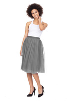 Falda de tul midi con forro - gris