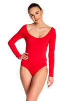 Schlankmachender roter Body mit langen Ärmeln für Damen